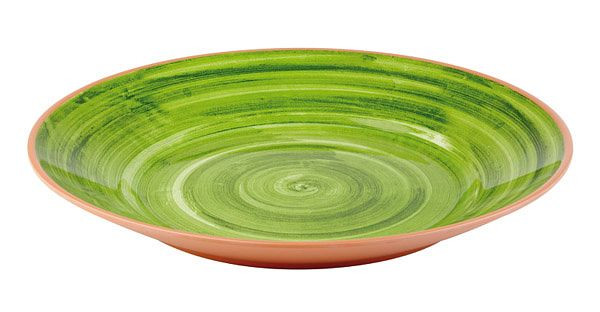 APS Teller -LA VIDA-, Ø 40,5 cm, Höhe: 5,5 cm, Melamin, außen: Terrakottaoptik, innen: Dekor in Grün, 84172