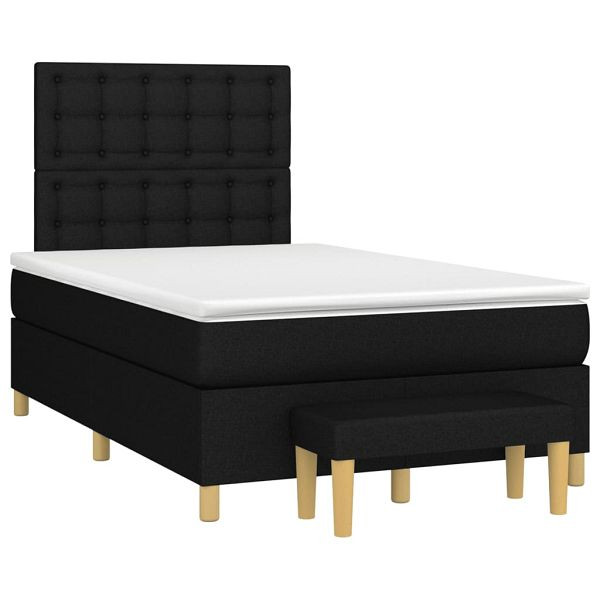 vidaXL Boxspringbett mit Matratze Schwarz 120x190 cm Stoff, 3270434