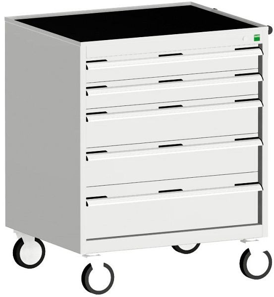 bott cubio Schubladenschrank mobil bestückt mit 5 Schubladen BxTxH: 800 x 525 x 980 mm, RAL 7035, 40402047.16V
