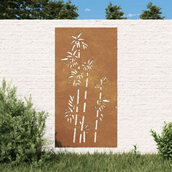 vidaXL Garten-Wanddeko 105x55 cm Cortenstahl Bambus-Design, 824484