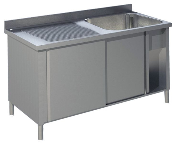 KBS Spültisch mit Unterschrank mit Schiebetüren B 140cm-Becken rechts, 91921103