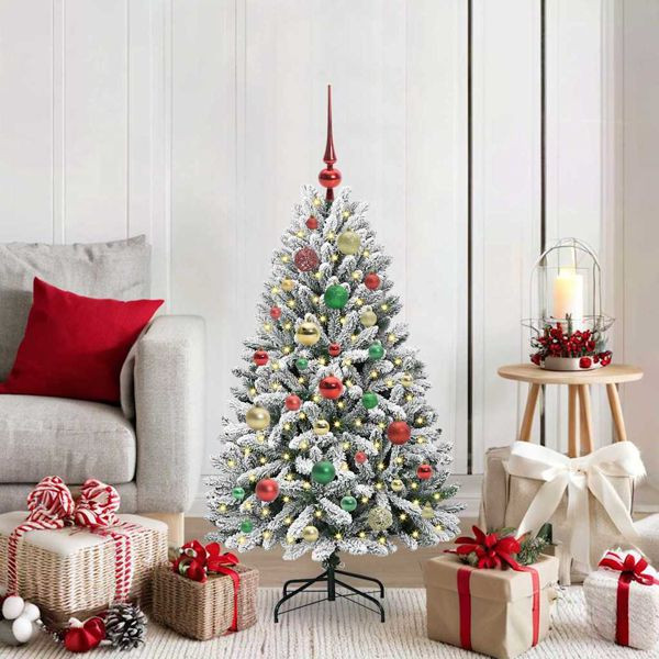 vidaXL Künstlicher Weihnachtsbaum Grün und Weiß 120 cm PVC und Metall, 3395738