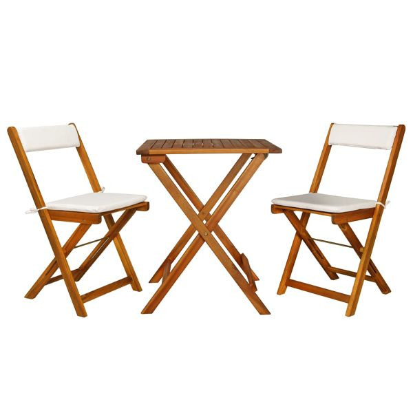 vidaXL 3-teilig Bistro-Set Klappbar mit Auflagen Massivholz Akazie, 44014