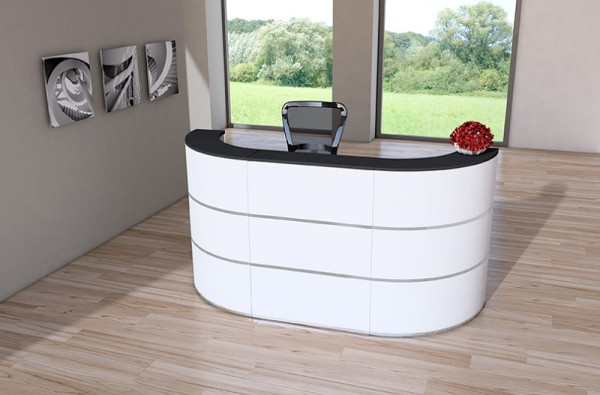 Kerkmann Theke Cento 3a, B 2600 x T 800 x H 1100 mm, weiß/anthrazit (Montage), 21385610-1