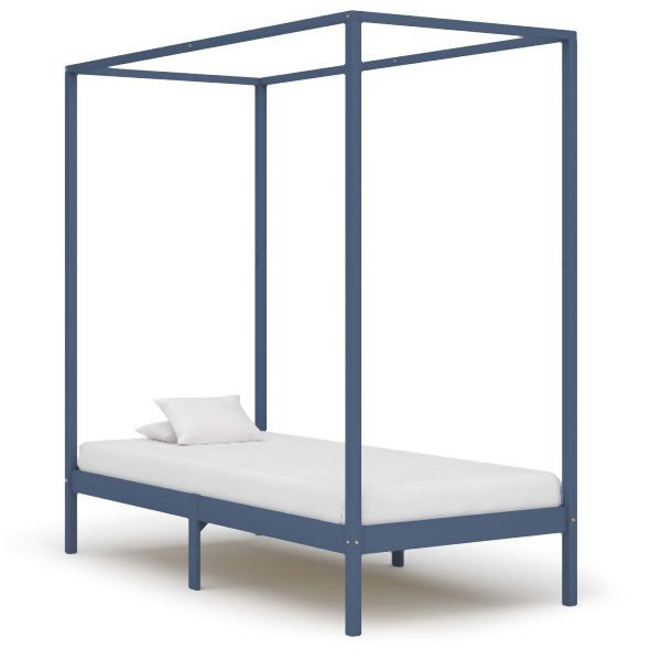 vidaXL Himmelbett-Gestell Grau Massivholz Kiefer 100 x 200 cm, 283275