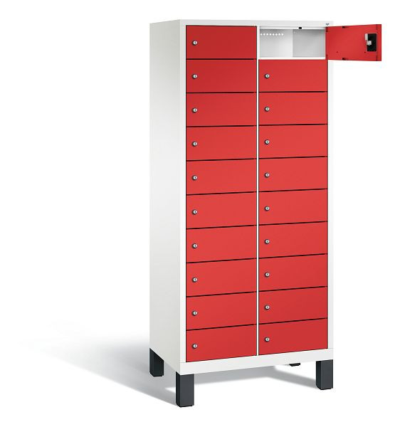 C+P Schließfachschrank Evolo, H1700xB810xT500mm, Farbe: Verkehrsweiß / feuerrot, 48010-2210 S10073