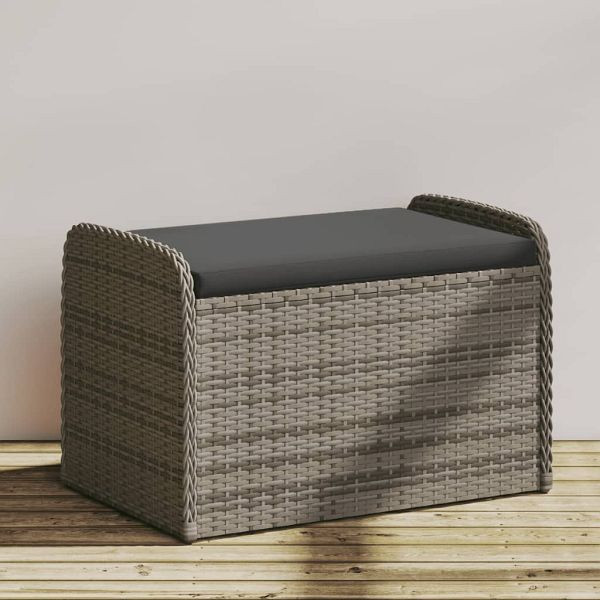 vidaXL Sitzbank mit Stauraum & Kissen Grau 80x51x52 cm Poly Rattan, 365731