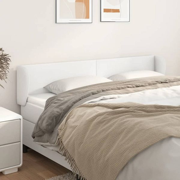 vidaXL Kopfteil mit Ohren Weiß 163x23x78/88 cm Kunstleder, 3116961