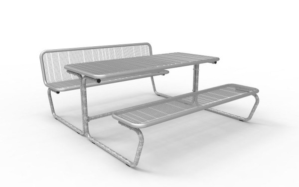 Erlau Sitz-Tisch-Kombination Palma Spektrum, mit einseitiger Rückenlehne, RAL 9006 Weißaluminium, 5420531