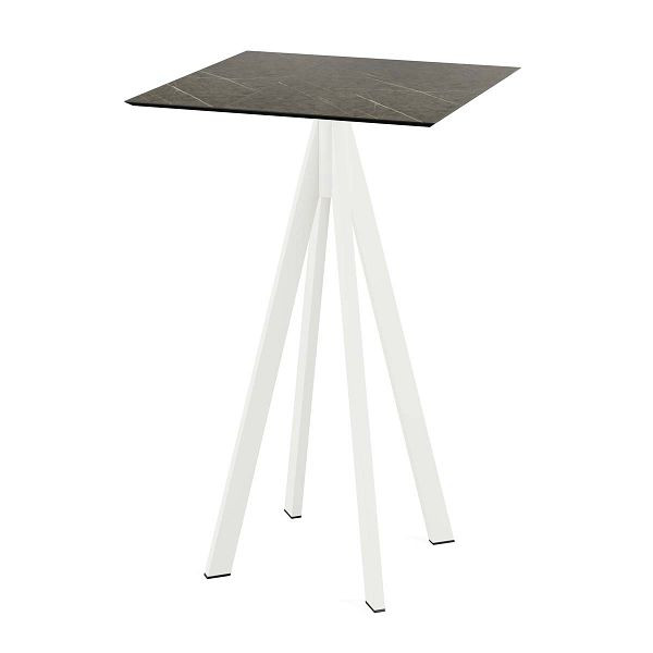 Feros Infinity Stehtisch Weiß gestell + Midnight Marble HPL 70x70 cm, 120051677