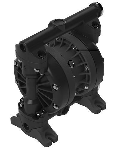 DENIOS Druckluft-Doppelmembranpumpe, 1'', aus PVDF / FPM, 287082