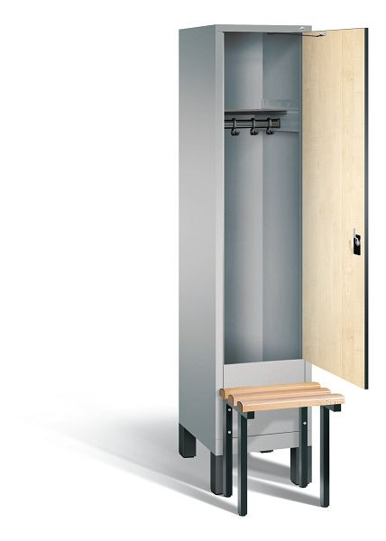 C+P Garderobenschrank Evolo, H1850xB420xT815mm, Farbe: Weißaluminium / Dekor Donau-Ahorn, 48030-12 S10099