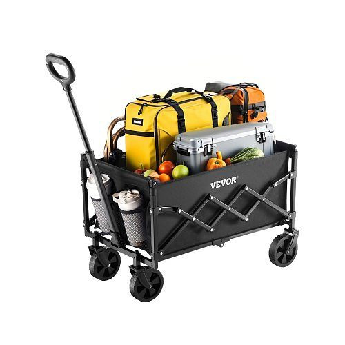 VEVOR Bollerwagen 66x45x46 cm, 102 kg faltbar, Geländeräder, verstellbarer Griff, Outdoor-Allzweckwagen, Schwarz, ZDHYBXSSTCHSC3NLWV0