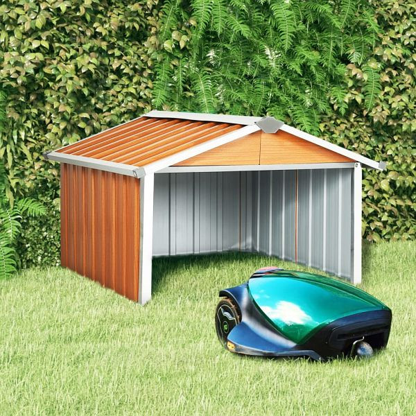 vidaXL Rasenmäher Garage 92x97x63 cm Verzinkter Stahl Braun, 150910