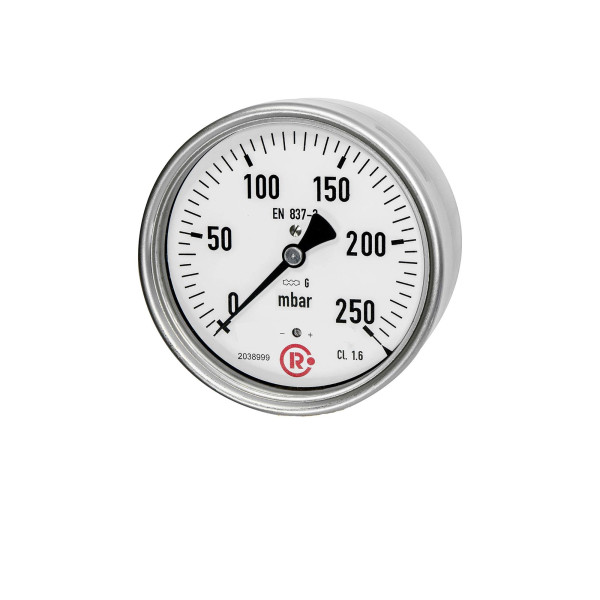 Riegler Kapselfedermanometer, G 1/2 hinten zentrisch, 0 - 25 mbar, Ø 100, 199307