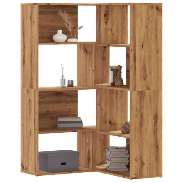 vidaXL Eck-Bücherregal 4 Etagen Artisan-Eiche 85x85x140 Holzwerkstoff, 3307818