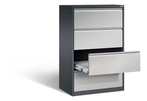C+P Karteischrank Acurado, H1357xB787xT590mm, Farbe: Schwarzgrau / Weißaluminium, Griffleiste, 12934-322 S10028