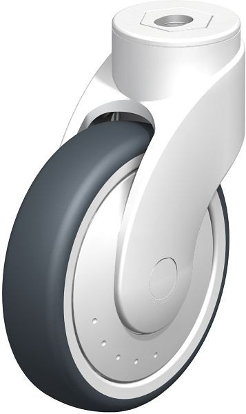 Blickle LWK-TPA 126K-FK Kunststoff-Lenkrolle WAVE mit Rückenloch, Thermoplastisches Gummi-Elastomer, Grau, 739808