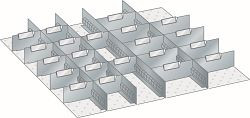 LISTA Set Schlitzwände und Trennbleche 36x36E (BxTxFH) 612x612x50mm, 4 Schlitzwände 36 E, 12 Trennbleche 6 E, 9 Trennbleche 9 E, 100.333.000