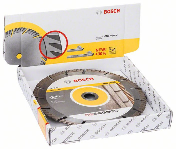 Bosch Diamanttrennscheibe Standard for Universal, 230 x 22,23 x 2,6 x 10 mm, 10er-Pack, 2608615066
