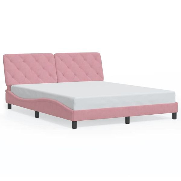 vidaXL Bettgestell mit Kopfteil Rosa 160x200 cm Samt, 3207934