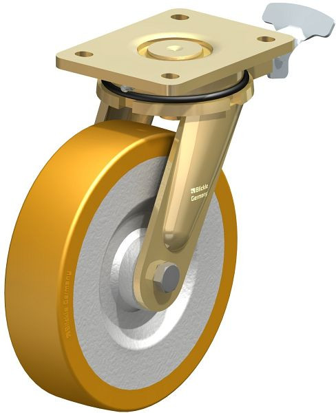 Blickle LS-SETH 200K-RI4 Stahlgeschweißte Schwerlast-Lenkrolle, schwere Drehkranz-Ausführung, Blickle Extrathane®, Hellbraun, 96990