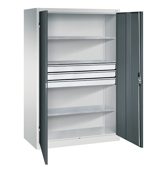 C+P Werkzeugschrank Acurado, H1950xB1200xT600mm, 7035/7016, 2 Einlegeböden, Traglast 70 kg, 8932-5030 S10349
