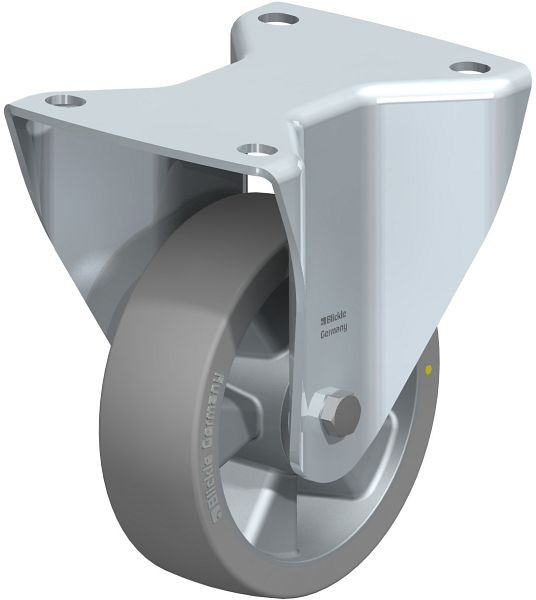 Blickle BH-ALTH 125K-3-AS Stahlblech-Bockrolle, Schwerlast-Ausführung, mit Anschraubplatte, Blickle Extrathane®, Grau, 630681