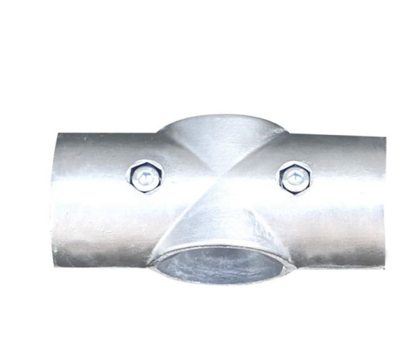 Schake Barrieren Stahlrohre und Verbindungsstücke, Aluminium-Kreuzstück 2 Halbschalen mit 2 Schrauben und Muttern, 419_09