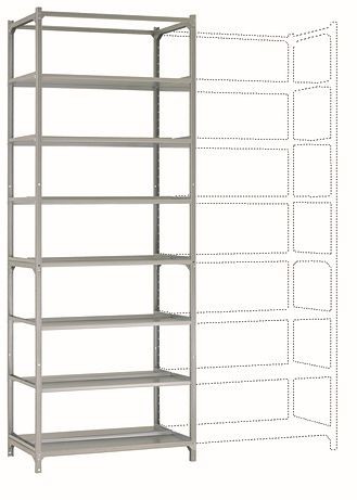 Manuflex Bürodoppel-Grundregal mit 7 pulverbeschichteten Stahlböden, HxBxT = 2600 x 960 x 600 mm, RA3295.7035