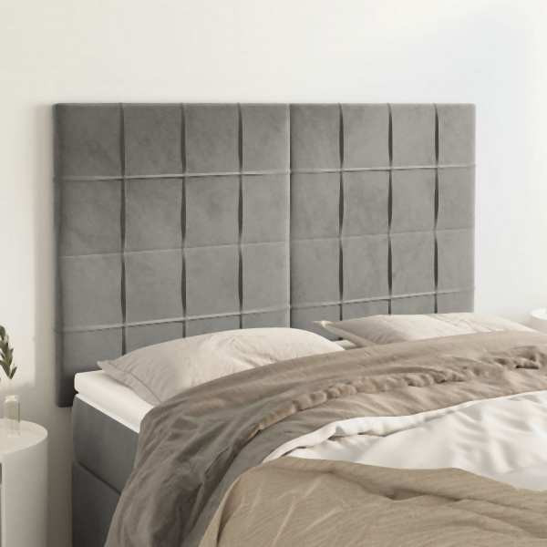 vidaXL Kopfteile 4 Stück Hellgrau 72x5x78/88 cm Samt, 3116380
