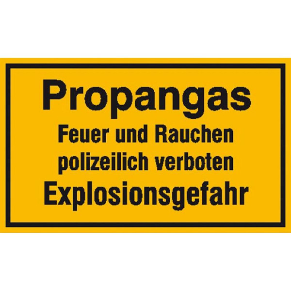Stein HGS Hinweisschild zur Betriebskennzeichnung, -Propangas Feuer und Rauchen-, 250x150mm, 11.5848