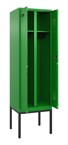 C+P Schwarz-Weiß-Spind Evolo PLUS, Gestell, 2 Abteile, 2120x600x500mm, 6037/6037, Zylinderschloss, 0490327-20 S10053