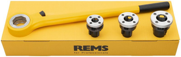 REMS Hand-Gewindeschneidkluppe eva Set R 1/2 - 1'' R 1/2-3/4-1'', Karton, 520004