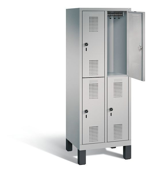 C+P Spind doppelstöckig Evolo, H1650xB610xT500mm, Farbe: Weißaluminium, 483106-20 S10059