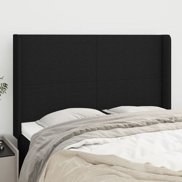 vidaXL Kopfteil mit Ohren Schwarz 147x16x118/128 cm Stoff, 3119300