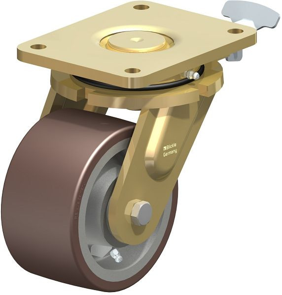 Blickle LS-GB 154K-RI4 Stahlgeschweißte Schwerlast-Lenkrolle, schwere Drehkranz-Ausführung, Blickle Besthane®, Braun, 852593