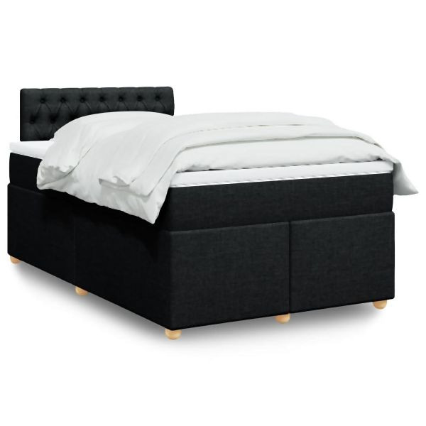 vidaXL Boxspringbett mit Matratze Schwarz 120x200 cm Stoff, 3286656