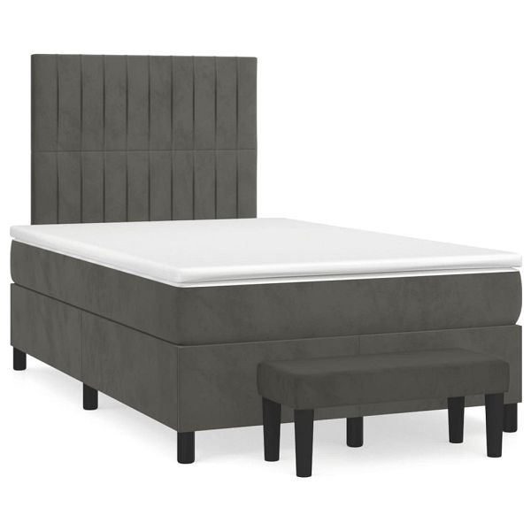 vidaXL Boxspringbett mit Matratze Dunkelgrau 120x190 cm Samt, 3270482