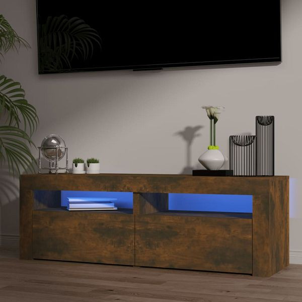 vidaXL TV-Schrank mit LED-Leuchten Räuchereiche 120x35x40 cm, 815684