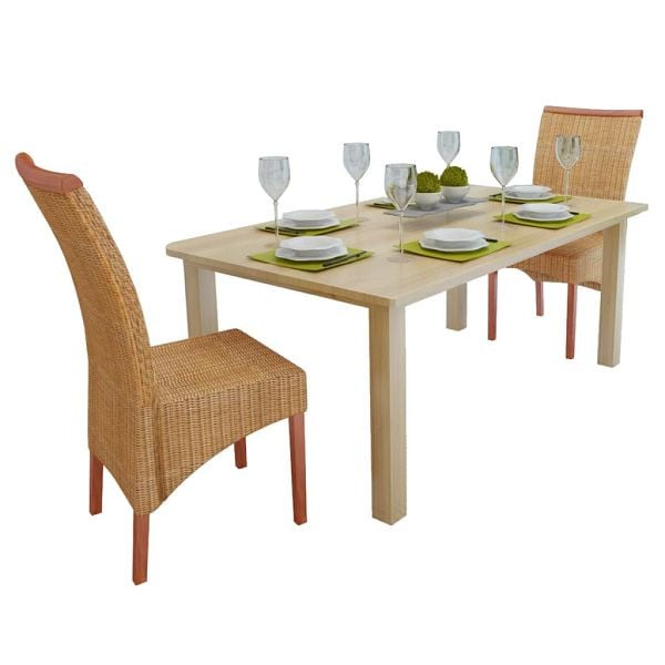vidaXL Esszimmerstühle 2 Stück Braun Natürliches Rattan, 243235