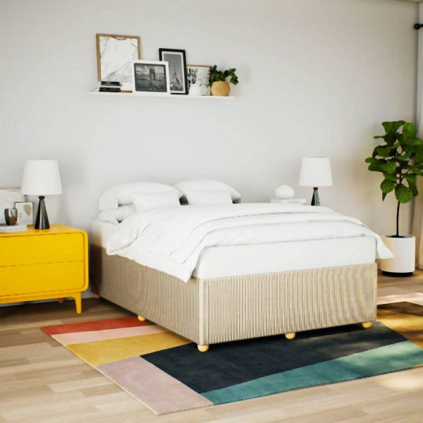 vidaXL Bettgestell ohne Matratze Creme 140x200 cm Stoff, 3284947