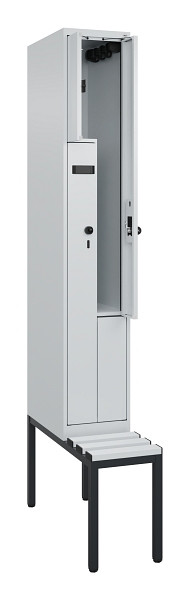 C+P Z-Spind Evolo PLUS, Bank, 2 Fächer, 2120x300x815mm, 7035/7035, Drehriegel, Sitzfläche Kunststoff, Sitzbank, 0490537-102 S10067