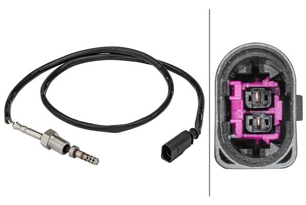 HELLA Sensor, Abgastemperatur, 2-polig, geschraubt, Kabel: 820mm, 6PT 358 181-641