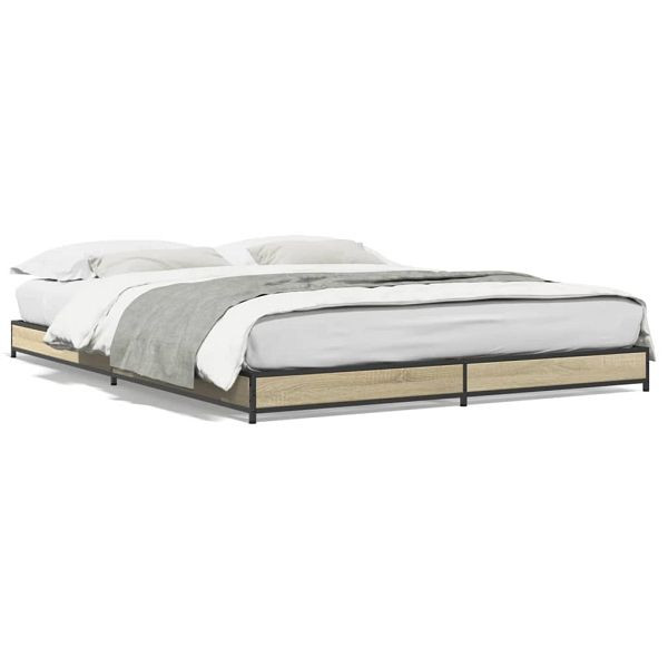 vidaXL Bettgestell Sonoma-Eiche 120x200 cm Holzwerkstoff und Metall, 845152