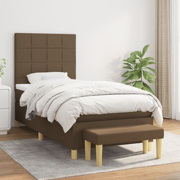 vidaXL Boxspringbett mit Matratze Dunkelbraun 80x200 cm Stoff, 3137112