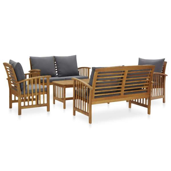 vidaXL 5-tlg. Garten-Lounge-Set mit Auflagen Massivholz Akazie, 3057981