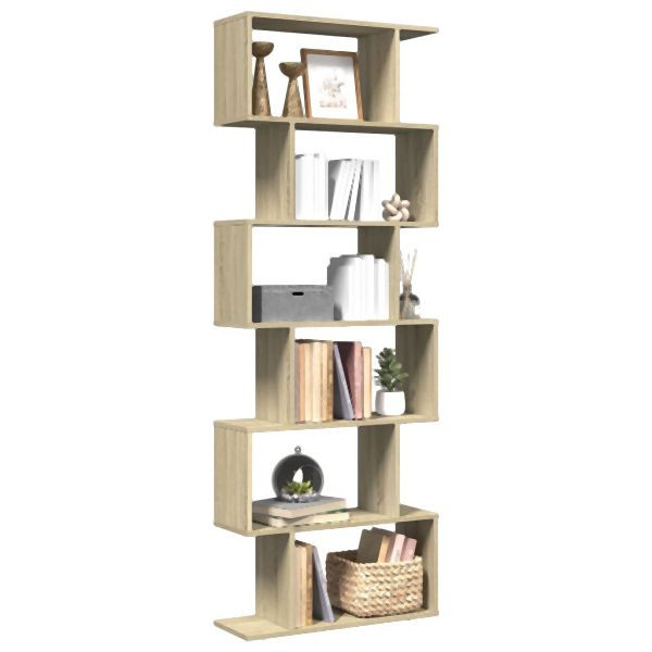 vidaXL Raumteiler-Bücherregal 6 Etagen Sonoma-Eiche 70x24x193 cm, 858086