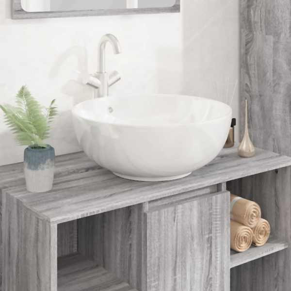 vidaXL Waschbecken Weiß 44x17 cm Keramik Rund, 153342, 8720845577766