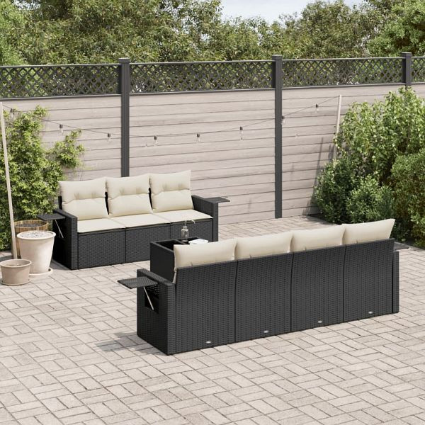 vidaXL 8-teilig Garten-Sofagarnitur mit Kissen Schwarz Poly Rattan, 3252263